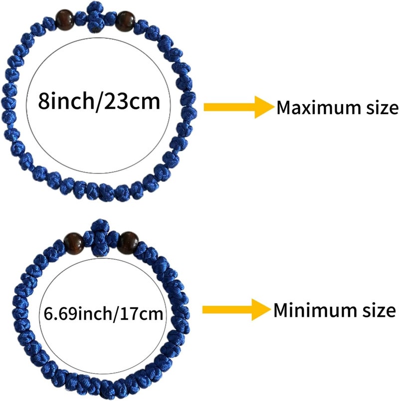 Bovemee Orthodox Prayer Rope Bracelet, 2-Pack Black Chotki Komboskini, Christian Prayer Beads with Cross - Image 4